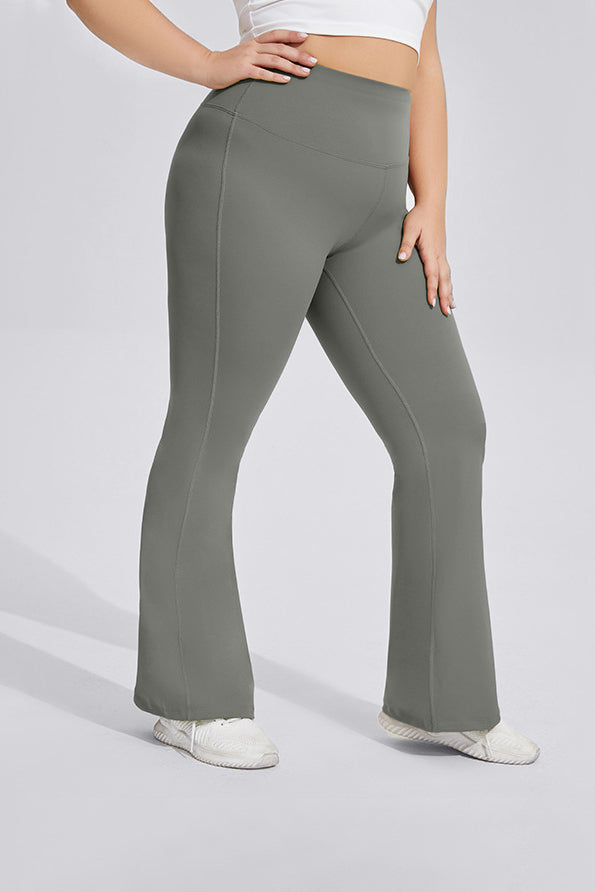 HIGH WAISTED FLARED TROUSERS, Grey